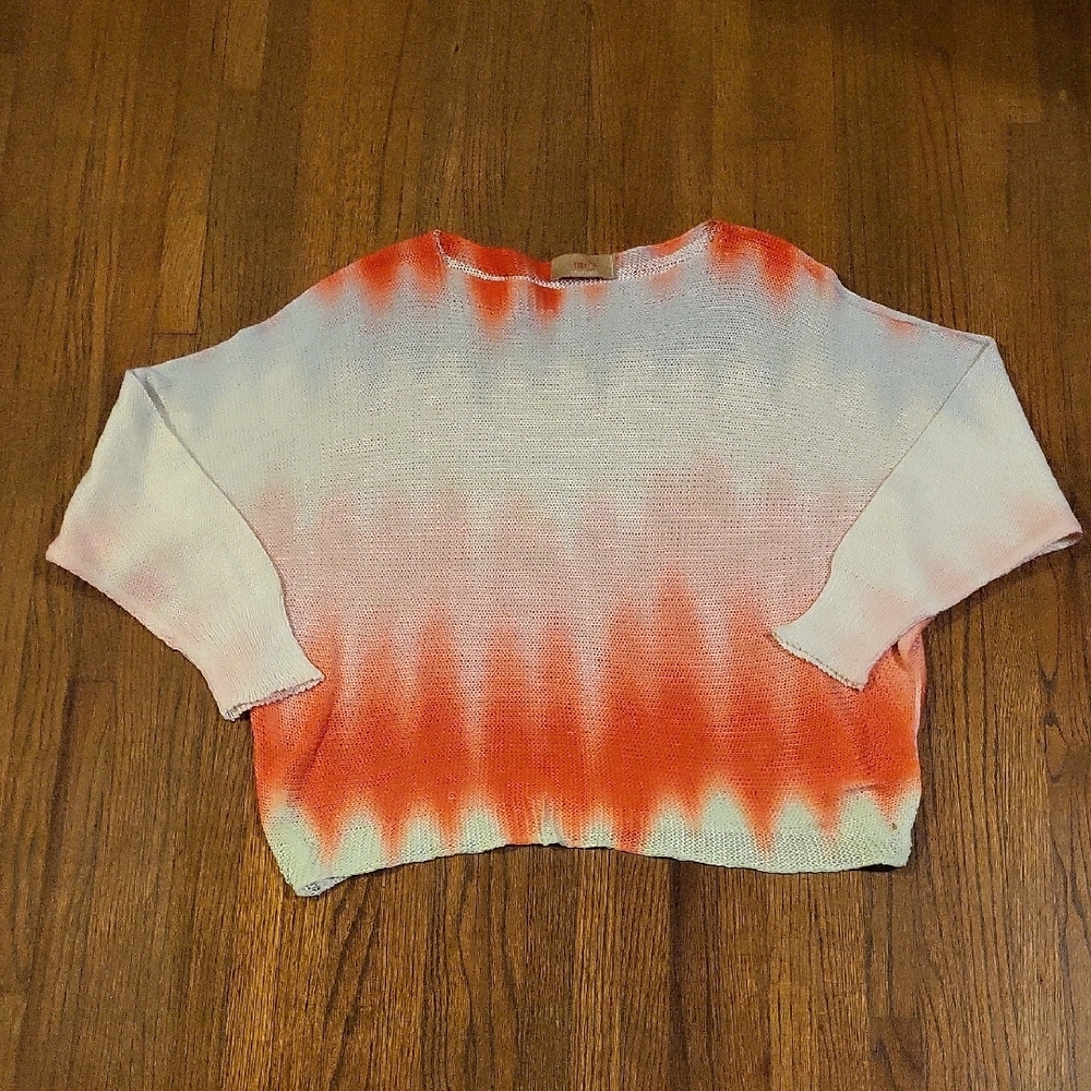 Free for Hummanity Orange and Cream Crew Neck Sweater with Oversized Fit